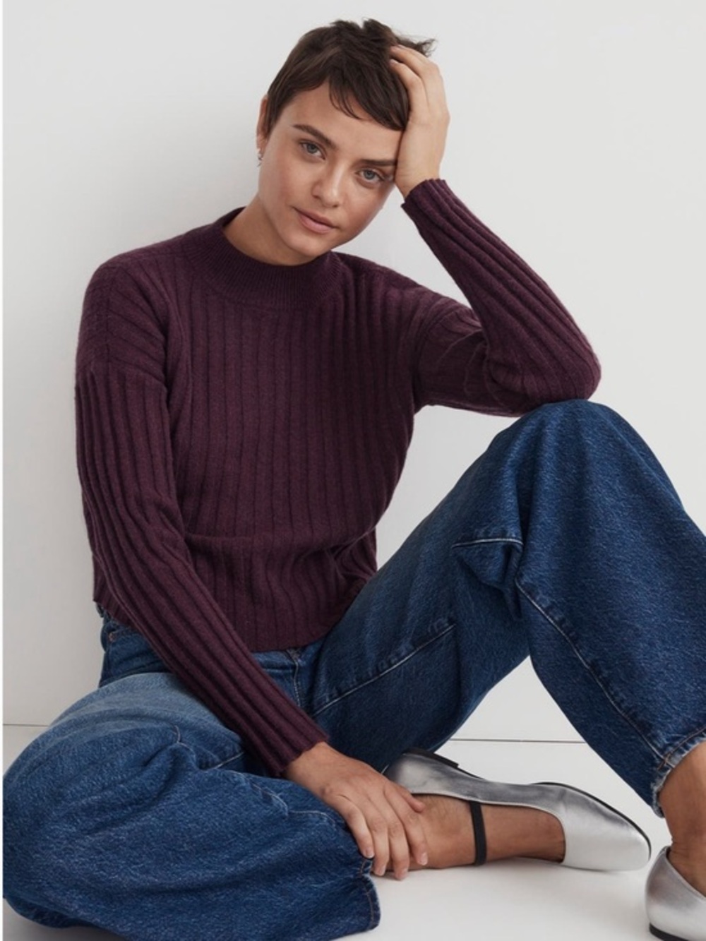 NEW…Madewell Mock Neck Ribbed Sweater